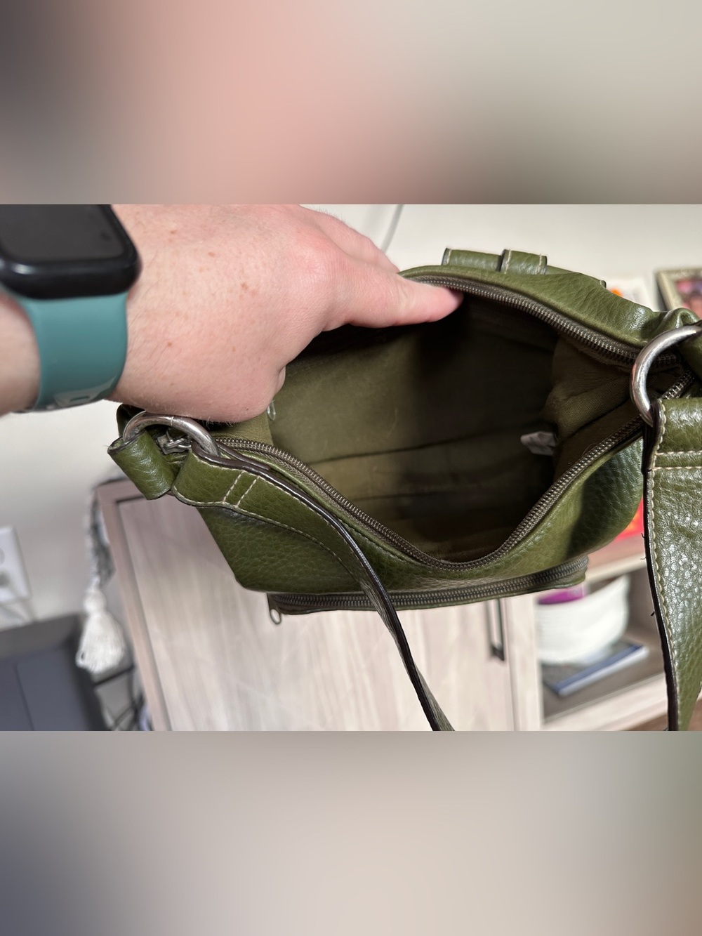 Rosetti Olive Green Faux Leather Shoulder Bag & Matching Wallet Set - Picture 5 of 8